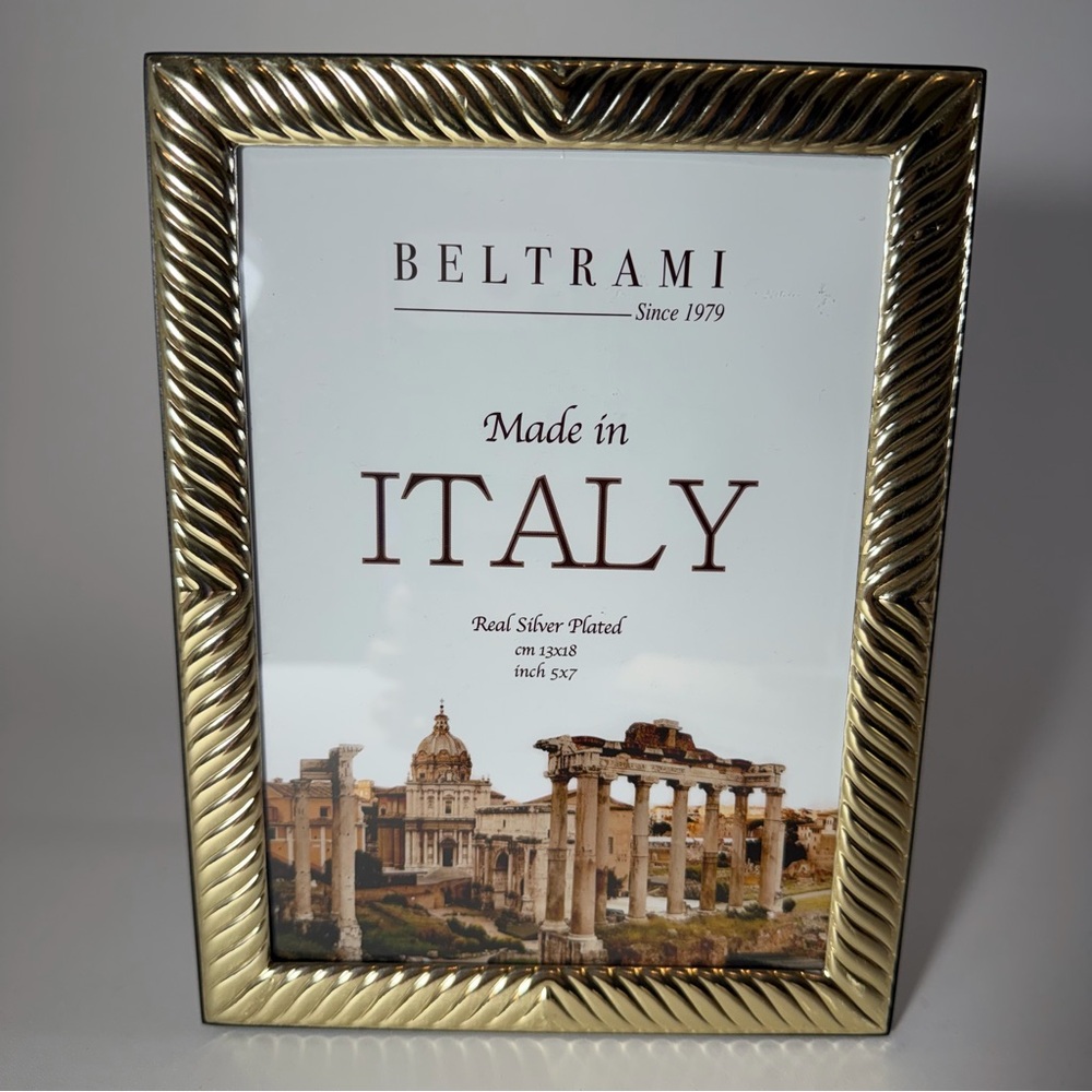Silver Plated Gold Frame Beltrami Italy 5”x7”Photo Picture Decor Gift New